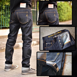 [ลิขสิทธิ์แท้] SEVENTYFOUR DENIM : อัสนี 16 oz. ผ้าดิบริมแดง ทรงกระบอกเล็ก