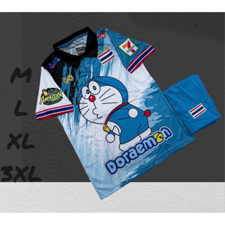 ชุดกีฬาโดเรม่อนทีมชาติไทยคอปก ชุดฟุตบอลไทยเสื้อ+กางเกง