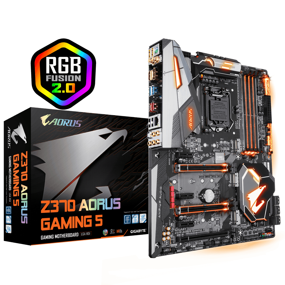 MAINBOARD (เมนบอร์ด) 1151v2 GIGABYTE Z370 AORUS GAMING 5 RGB WIFI ตัวท็อป พร้อมส่ง