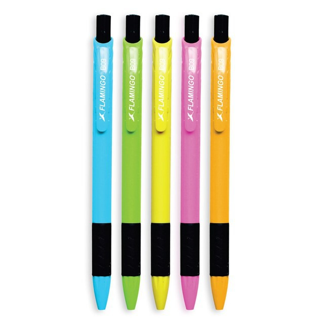 ปากกาลูกลื่น FLAMINGO D-Pen B09 ขนาด 0.5 มม.หมึกน้ำเงิน (แพ็ก 50 ด้าม) คละสี
