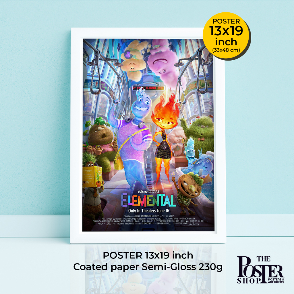 Elemental Poster โปสเตอร์ เมืองอลวนธาตุอลเวง แอนิเมชั่นสุดน่ารัก Disney and Pixar’s ภาพขนาด 33x48 cm