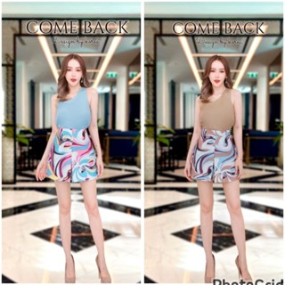 ชุดเซ็ตเสื้อ+กางเกงขาสั้นลายกราฟฟิก ป้าย Come Back