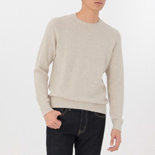 เสื้อไหมพรมผู้ชาย เสื้อไหมพรมญี่ปุ่น MUJI pique crewneck jumper #23971700633