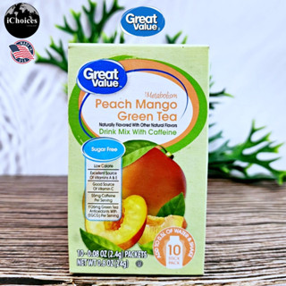 [Great Value] Metabolism Peach Mango Green Tea Drink Mix With Caffeine 10 Stick, 24 g ผงเครื่องดื่มชาเขียวพีชมะม่วง