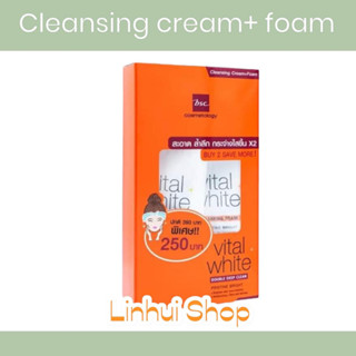 Bsc vital white double deep clean ( บีเอสซี ) BSC VITAL WHITE CLEARING FOAM + CLEANSING CREAM  100 โฟม+ครีมล้าง