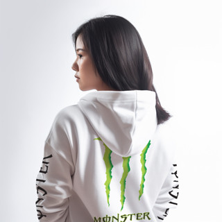 สกรีนเสื้อ 77design HOODIE เสื้อฮูดบิ๊กไบค์  moster กรงเล็บ สีขาว