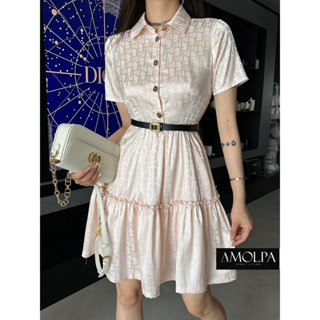 2สี DRESS WITH BELT CD เดรส ผ้าเกรดอย่างดี จึ้งมาก + เข็มขัด