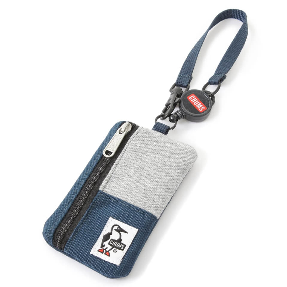 CHUMS COMMUTER PASS CASE SWEAT NYLON สี H-GRAY/BASIC NAVY - กระเป๋าใส่บัตร กระเป๋าคล้องคอ