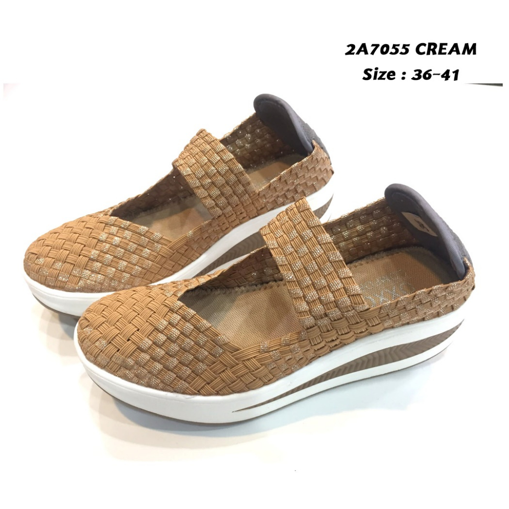 prettycomfort รองเท้าผ้าใบยางยืดเพื่อสุขภาพ ทำจากเส้นใยอีลาสติก นุ่ม น้ำหนักเบา สูง2นิ้ว 2A7055 - รูปที่ 3