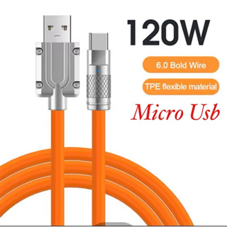 120W 6A Liquid ซิลิโคน Super Fast ChargeสำหรับXiaomi Huawei Samsung Micro USB สายข้อมูล Bold MicroUSB