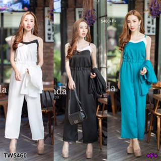 CS5460 Set 2 ชิ้น จั๊มสูทขายาว+เสื้อคลุมแขนยาว Set 2 pieces, long-sleeved jumpsuit + long-sleeved coat