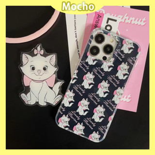 💕พร้อมส่ง💕iPhone 14 13 12 11 Pro Max เคส for เคสไอโฟน11 เรียบง่าย บางเบาพกพาง่าย แฟชั่น น่ารัก แมว พร้อมขาตั้ง Case