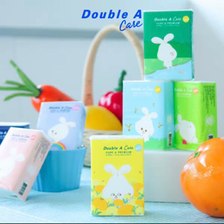 [แพ็ก 12 ชิ้น ลาย Cotton Bunny] Double A Care เพียว &amp; พรีเมียมทิชชู หนา 3 ชั้น แบบมินิพอกเก็ต ลาย Cotton Rabbit 10 /ชิ้น