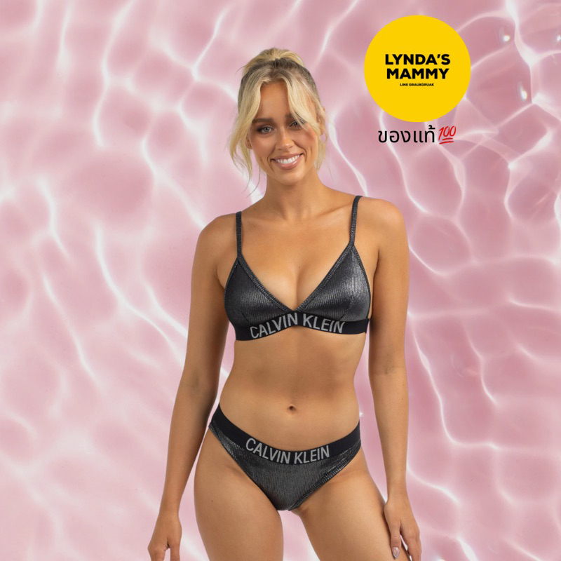 พร้อมส่ง BK12 bikini top size XS Calvin Klein Core Festive Bikini สี Metallic