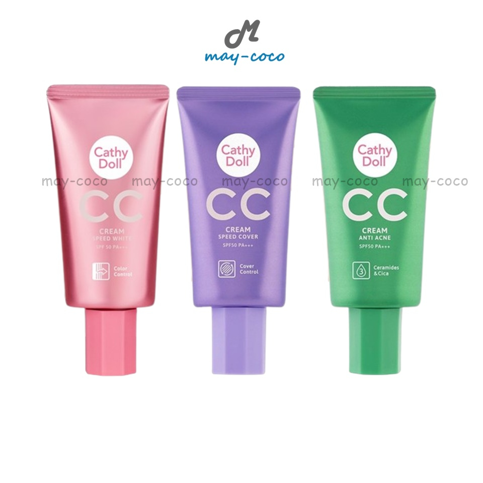 ถูก/แท้/มีไลฟ์ CC Cathy Doll CC Cream Speed White SPF50 PA+++ รองพื้น ซีซี บีบี ปกปิด ผิวขาว กระจ่างใส เรียบเนียน