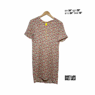women’s dress flower ชุดเดรสลายอกไม้หวานๆผ้าเบา อก 34 เอว 28 D327.b23