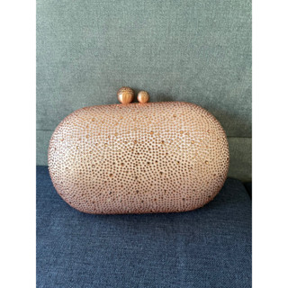 Olga Berg Rose Gold Dinner Bentley Hotfix Clutch Bag