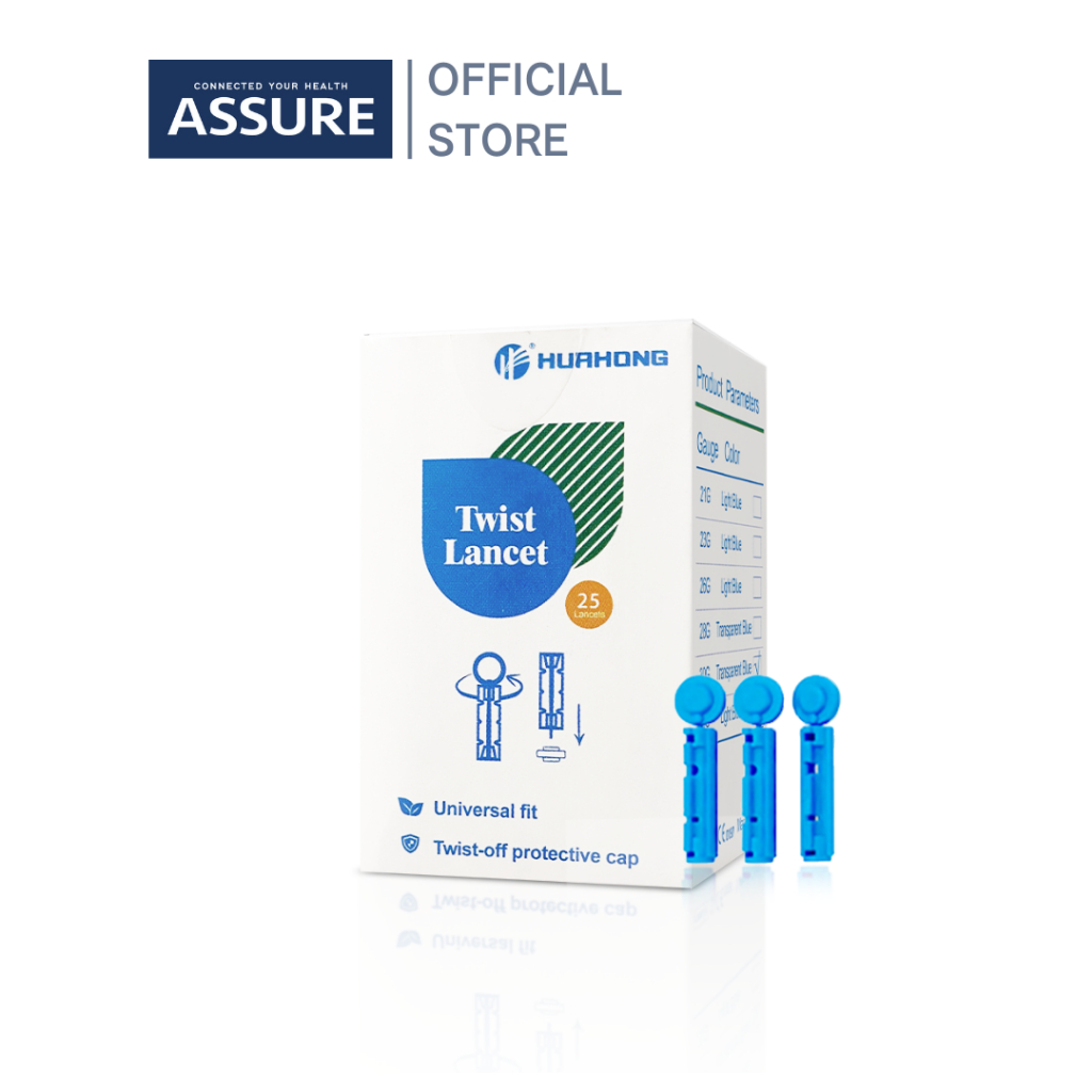 Assure Thailand Official [1 กล่อง 25 ชิ้น] แอสชัวร์ เข็มเจาะโลหิต วัดค่าน้ำตาลในโลหิต สามารถใช้ได้กับเครื่องตรวจทุกรุ่น