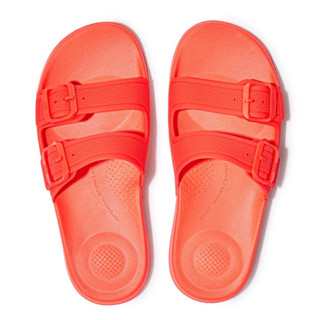 FITFLOP IQUSHION TWO BAR SLIDES รองเท้าแตะผู้หญิง รุ่น FD2-694 สี NEON ORANGE ของแท้ 100# ไซส์ UK5