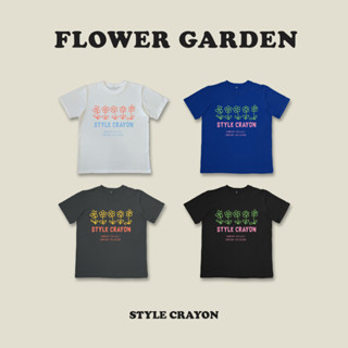 เสื้อยืดคอกลม Style crayon - Flower garden t-shirt