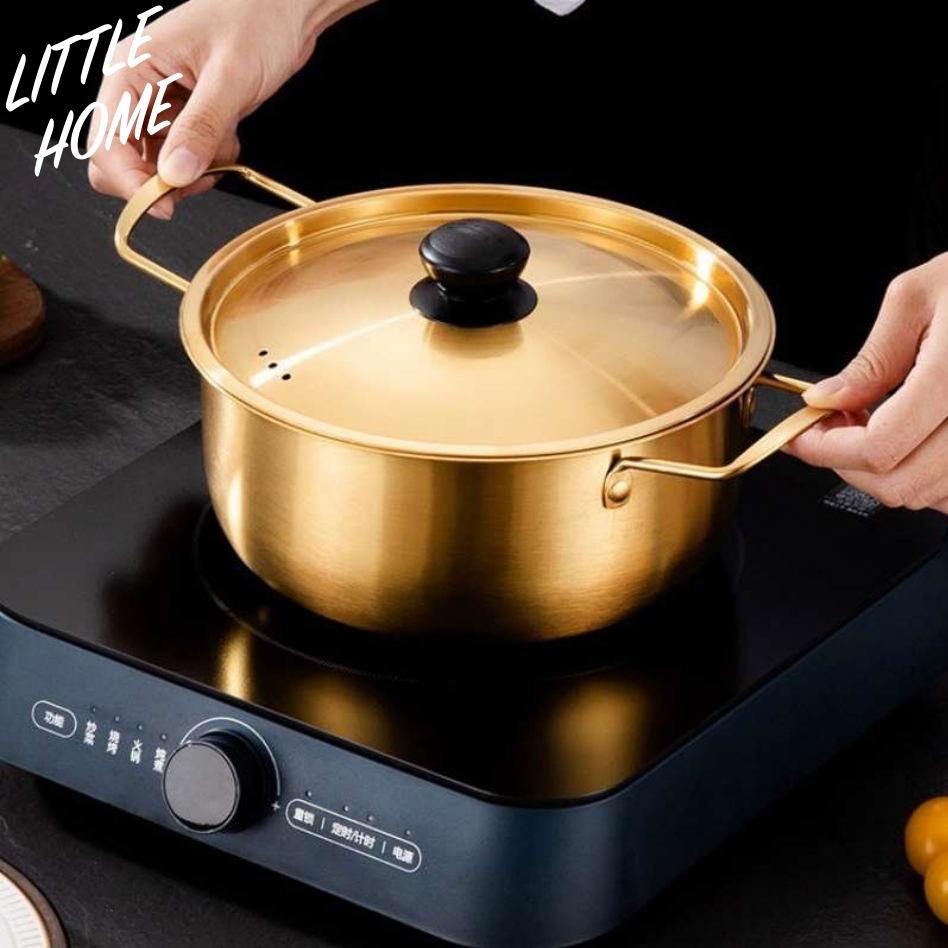 LITTLEHOME หม้อต้มมาม่า หม้อเกาหลี มี 3 ขนาด 18 , 20 , 22 ซม. มี 2 สีให้เลือก หม้อสีเงิน และ หม้อสีทอง (A1)
