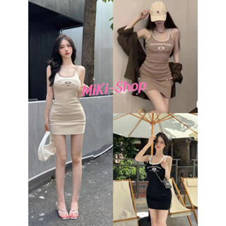 💕*Miki-Shop😍พร้อมส่งเดรสไหมพรมทรงเข้ารูปตามตัว มินิเดรสใส่สว…