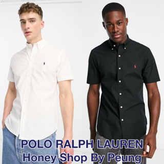 [ของแท้ พร้อมส่งในไทย] Polo Ralph Lauren SS Poplin Shirt Col : White และ Polo Black (Men Size, Custom Fit &amp; Slim Fit)