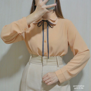 gp-0215 เสื้อเชิ้ตแขนยาวงานปกคอเสื้อ2ชั้นสวยๆ