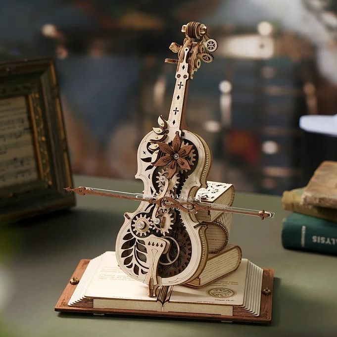 [ส่งด่วนกทม.] กล่องดนตรีไขลาน Magic Cello ตัวต่อไม้ของเล่นไม้ DIY ประกอบเอง ROKR AMK63