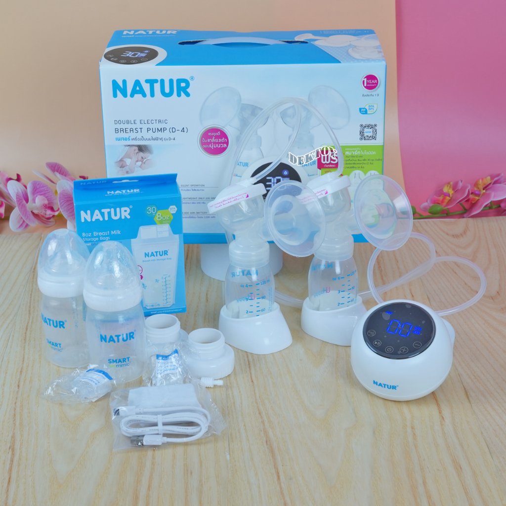 NATUR เนเจอร์ เครื่องปั๊มนมไฟฟ้าคู่2เต้า รุ่น D4  เสียงเงียบ ประกันศูนย์2ปี รูปที่ 2