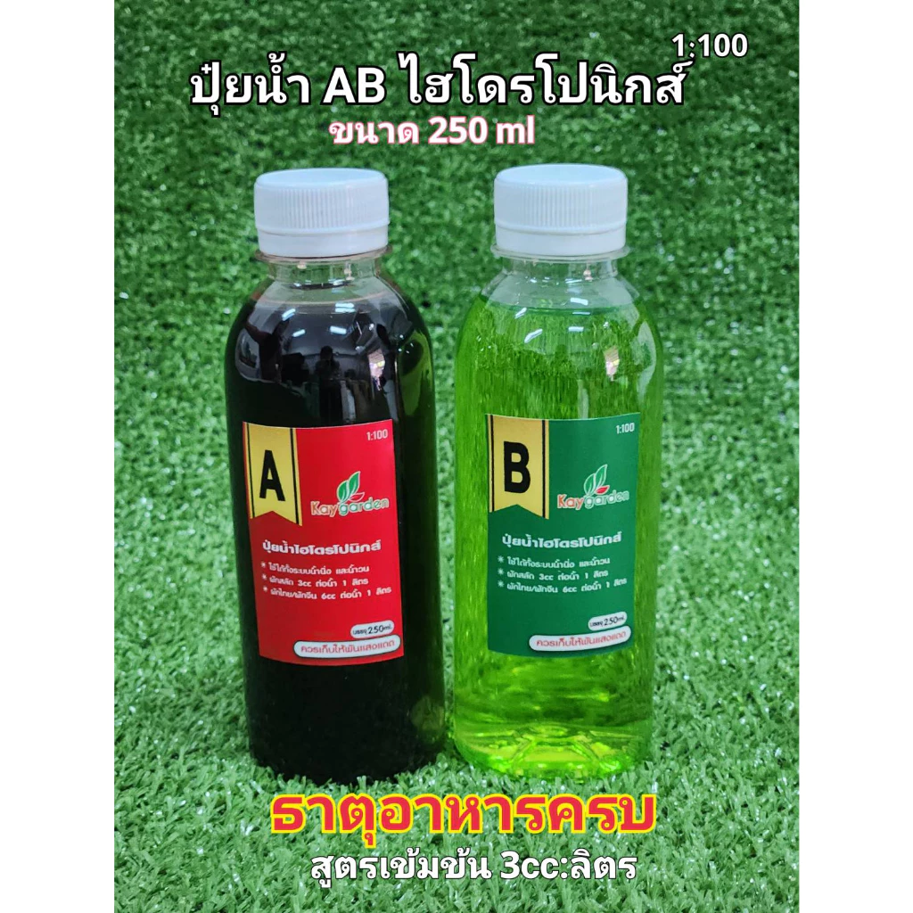 ปุ๋ยน้ำ AB สุตรเข้มข้น 250ml ผสมสำเร็จพร้อมใช้ สูตรเข้มข้น ปลูกผักไฮโดรโปนิกส์ ผสมใหม่ ใช้ดีราคามิตรภาพ