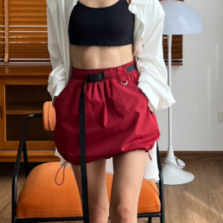 CHANI : D8795 l Short skirt with pants กระโปรงแต่งเข็มขัด ทรงบอลลูน ชายล่างปรับใส่ได้ทั้งทรงตรงและทรงบอบลูน