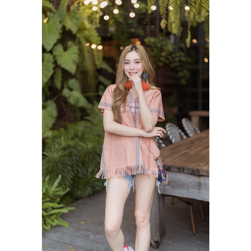 เสื้อกระเหรี่ยงทอมือ✔️เนื้อผ้าดี-ทำจากผ้าฝ้ายทอ100%✔️ซักไม่หด-สีไม่ตก-สีสวยมากจ้า