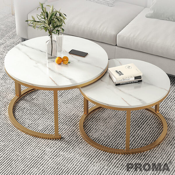 Proma [พร้อมส่ง] โต๊ะกาแฟ กลมกลางโซฟา รับแขกดีไซน์หรู