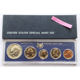 ชุดเหรียญ USA Mint Set 5 เหรียญ ปี 1966 ( KFK Half Dallar เนื้อเงิน 40%)