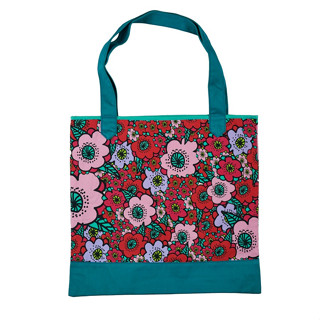 SuperSOSO!  กระเป๋าผ้า กระเป๋าผ้าแคนวาส Flower-ish Shopping Bags ขนาด 45 x 37 (ซม) ฝ้าย 5 ลายสกรีน กระเป๋าถุงผ้า