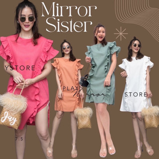 MiRRoRSiSTER’s Farafinfin Ruffled Dress #10427.5 เดรสสั้นแขนระบาย เดรสทำงานแฟชั่น เดรสสั้นใส่ได้ทุกวัน