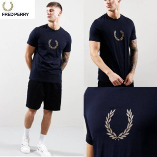 [เก็บ code ลดเพิ่ม 30%]พร้อมส่งในไทย📦เสื้อยืด ผู้ชาย Fred Perry Cross Stitch T-Shirt**ของเเท้