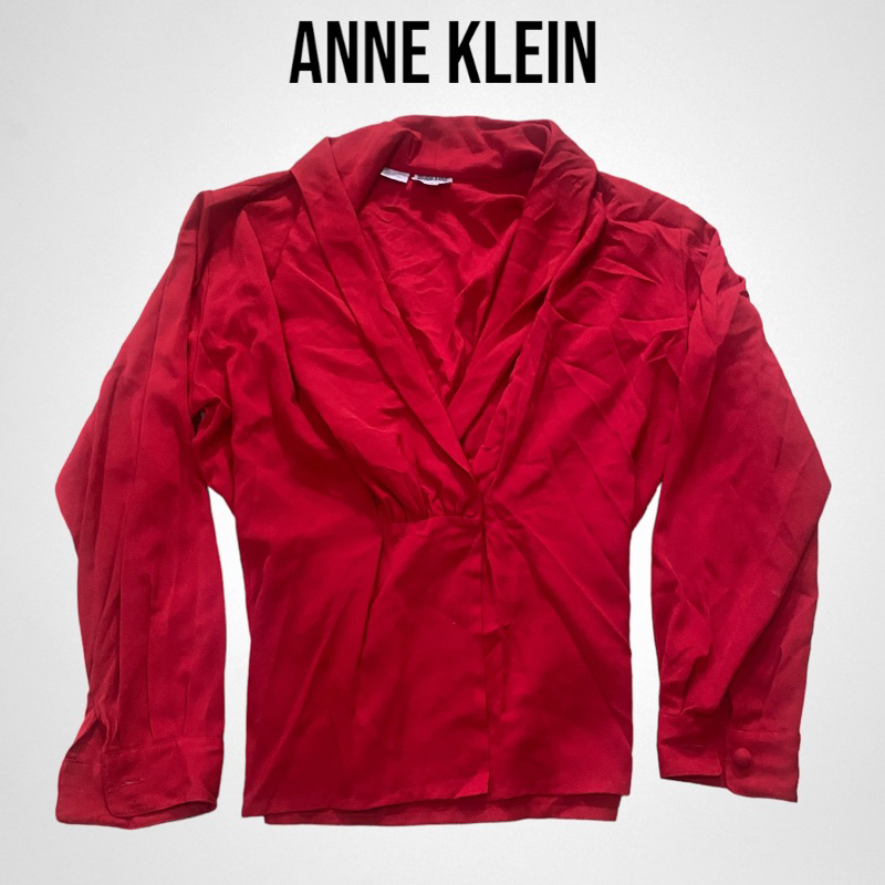 Anne Klein เสื้อเชิ้ตหญิงสีแดง