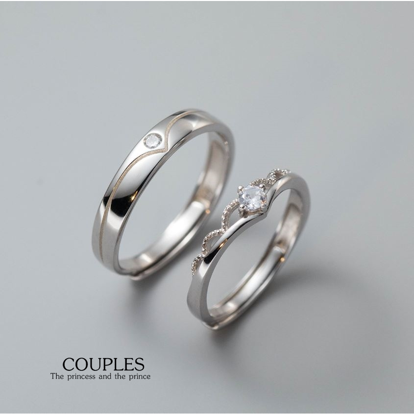 แหวนคู่รักเงินแท้ 92.5% Prince&Princess RGC-037 รูปทรงมงกุฎเจ้าชายเจ้าหญิง ปรับขนาดได้