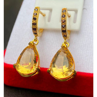 ต่างหู พลอย ซิทรีน (Citrine Earrings) พลอยแท้ อัญมณีมงคลประจําวันเกิด เครื่องประดับพลอย