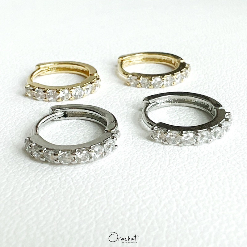 Orachat | Karin 14k hoop earrings. (ต่างหูตัวเรือนสแตนเลส)