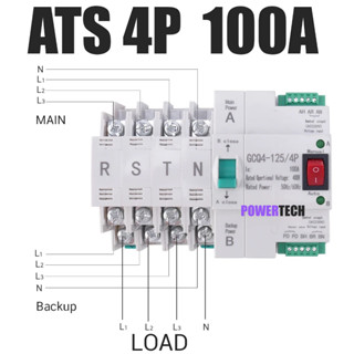 ATS 4P 63A, 100A Dual Power ATS เบรกเกอร์สวิทช์ไฟฟ้า ats Automatic transfer switch switch  เวลาในการเปลี่ยนน้อยกว่า 30ms