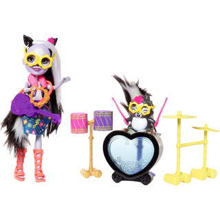 Enchantimals Rockin Drumset Playset -Sage Skunk and Caper Animal Figure