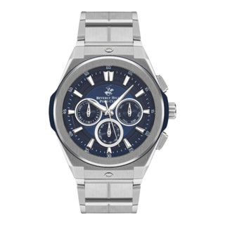 Beverly Hills Polo BP3406X.390 นาฬิกาข้อมือผู้ชาย Chronograph สายสแตนเลส Siver/Blue