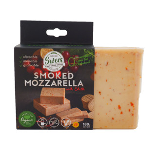 Organic SWEES Vegan Cheese / Smoked Mozzarella with Chili 180g ชีสเจ มอสซาเรลล่า รมควัน และพริก