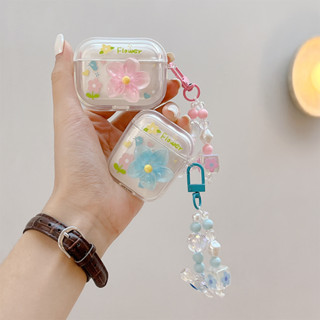 เคสแอร์พอด 3 Case Airpods 3 pro2 case สตรีทแฟชั่น โปร่งใส ดอกไม้ พร้อมจี้ เคส Airpod 3 pro2 case เคส Airpod 1 gen2 case