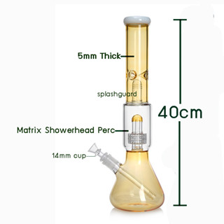 บ้องแก้ว retro กรองสองชั้น สูง40ซม. - 16 inches retro beaker bong w/ matrix showerhead perc