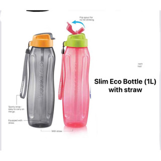 ขวดน้ำมีหลอด Tupperware รุ่น Slim Eco bottle (1L) with straw