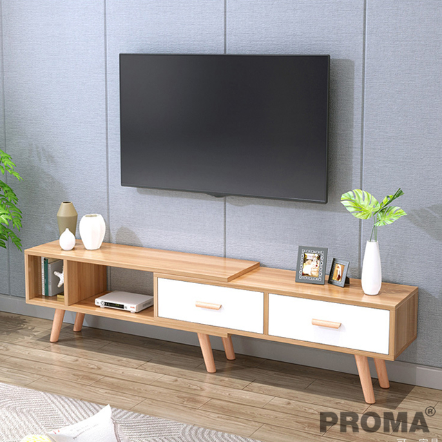 Proma [พรีออเดอร์ 30-45 วัน] โต๊ะวางของใต้ทีวี ดีไซน์โมเดิร์น ปรับระดับยืดหดได้